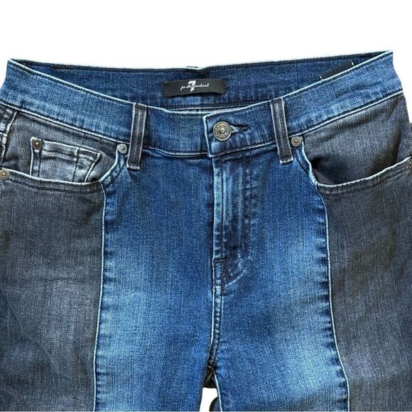 7 For Mankind The Ankle Super Skinny Jean Two Tone Mid-Rise Blue/Black 27 - Picture 4 of 10